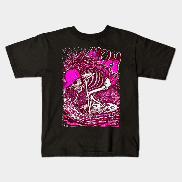 Surfer Skeleton by miskedesign Kids T-Shirt by miskel